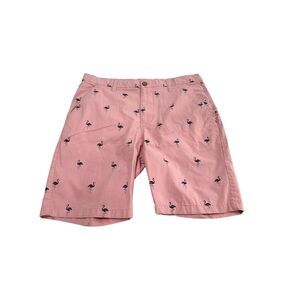 Hudson & Barrow Men's Flamingo Print Chino Shorts Pink Size‎ 36